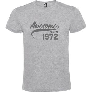 Grijs T shirt met ""Awesome sinds 1972"" print Zilver size XS