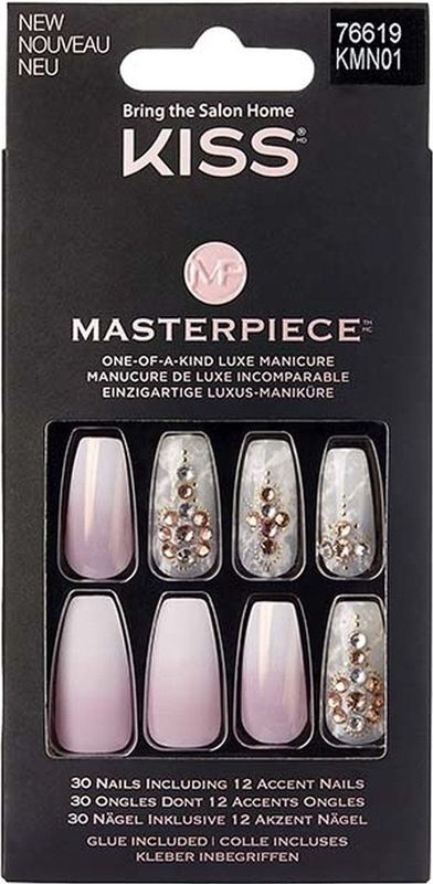 KISS - Masterpiece - Lange Kunstnagels - Doodskistvorm - 30 Nagels met Nagellijm en Vijl