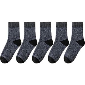 Thermische sokken voor heren - 5 paar dikke winterthermische sokken - ademende katoenen sokken - één maat 37 - 45-Donkergrijs