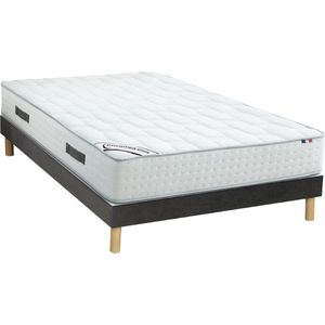 Vente-unique Set bedbodem + matras 140 x 190 cm met pocketveren met 7 zones - Dikte 25 cm - IONIA van DREAMEA L 190 cm x H 25 cm x D 140 cm