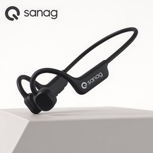 Sanag Bone Conduction Headphone – Koptelefoon Fietsen & Hardlopen – IPX 7 Waterdicht & Lichtgewicht – 7 Uur Batterij – Noise Cancelling – Blijft Stevig Zitten tijdens Sporten – Magnetisch Opladen – Zwart