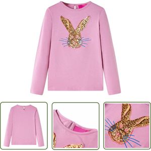vidaXL Langmouwig Hemd - Kinderhemd - Kindershirt met lange mouwen 116 rozebruin - Meisjeshemd - Roze Bruine Kleding - Kindermode