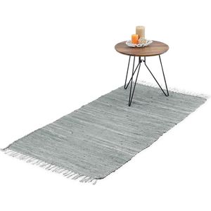 Relaxdays Vloerkleed katoen - karpet - voor binnen- tapijt - div. groottes - effen - grijs - 70x140cm