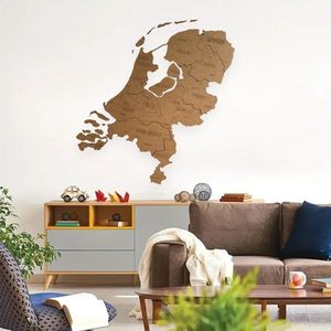 BT Home - Puzzle Kaart Nederland muurdecoratie - Wanddecoratie - Bruin - Houten art - Muurdecoratie - Line art - Wall art - Bohemian - Wandborden - Woonkamer - 70x50 cm