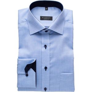 ETERNA comfort fit overhemd - fijn Oxford heren overhemd - lichtblauw (blauw gestipt contrast) - Strijkvrij - Boordmaat: 42