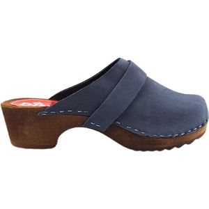 Dina Zweedse klompen blauw met nubuck leer