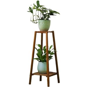 Ceruzo Plantentafel voor binnen- 75 cm hoog- Plantenstandaard 2 etages - Bijzettafel Plantenrek - Dark Brown