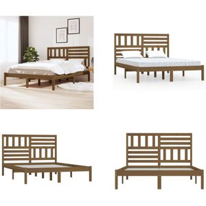 vidaXL Bedframe grenenhout honingbruin 150x200 cm 5FT King Size - Bedframe - Bedframes - Eenpersoonsbed - Bed