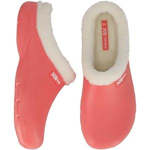 XQ tuinklompen dames - coral uni - met bont - maat 37