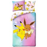 Pikachu Dekbedovertrek Pikachu en Eevee 140 x 200 cm - polyester