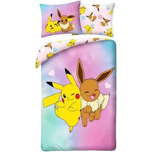 Pikachu Dekbedovertrek Pikachu en Eevee 140 x 200 cm - polyester