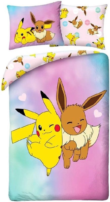 Pikachu Dekbedovertrek Pikachu en Eevee 140 x 200 cm - polyester