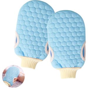 Brenzoos - Peelinghandschoen voor gezicht en lichaam - Exfoliërende handschoenen voor peeling en scrub - Blauw - 2 stuks