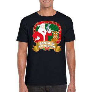 Foute Kerst t-shirt zwart Santa is no vegan heren - Kerst shirts M