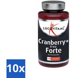 10 x Lucovitaal - Supplement - Cranberry X-tra - Lactobacillus - 120 Capsules - Guldenroede - Beredruif - Acerola - Vitamine C - Immuunsysteem