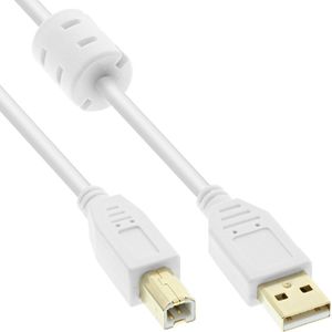 USB naar USB-B kabel - USB2.0 - tot 0,5A / wit - 10 meter