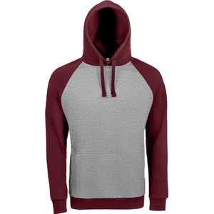 SOLS Unisex Seattle Contrast Raglan Hoodie (Grijze mergel/bordeaux)