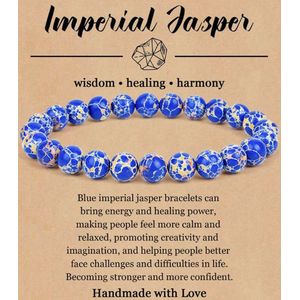 Armband - Natuursteen - Edelsteen - met Kaartje - Betekenis - Natural Healing - Gift - Cadeau - Imperial Jaspis