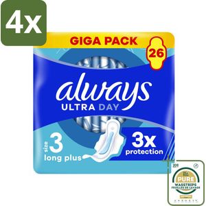 Always - Maandverband - Dag - 26 Maandverband - Voordeelverpakking - 4 stuks - Always Ultra - Always Ultra Long Plus