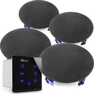 Powerline - A50B - Set met Inbouwversterker en 4 Plafondspeakers - Zwart - Bluetooth 5.0