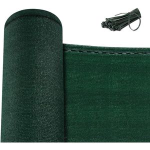 privacyscherm 1x15 m van 180 g/m² HDPE tennisscherm zonwering weerbestendig schaduwnet met kabelbinders tuinscherm windscherm voor tuin balkon sportveld, groen