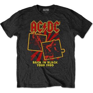 AC/DC - Back In Black Tour 1980 Heren T-shirt - S - Zwart