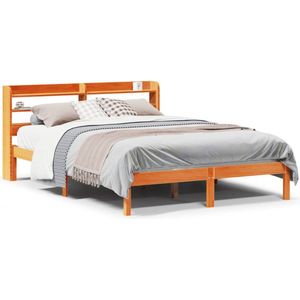 vidaXL - Bedframe - met - hoofdbord - massief - grenenhout - wasbruinx200 - cm