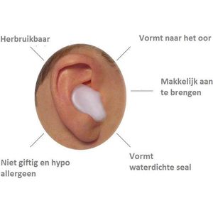 Boon company - zwem oordoppen -Siliconen oordoppen - reis  oordoppen- Gehoorbescherming - Geen geluidsoverlast meer - Oordoppen zwemmen - anti snurk oordoppen - festival oordoppen - oordoppen slapen- 6 x - Waterdichte Oordoppen