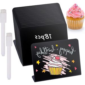 18 stuks mini schoolbordborden - gereserveerde borden - kleine schoolbordborden - buffetetiketten - herschrijfbaar - Poolse klein krijtbord - markeerstift - buffetborden - bruiloft bord - voedsellabel - prijskaartjes .