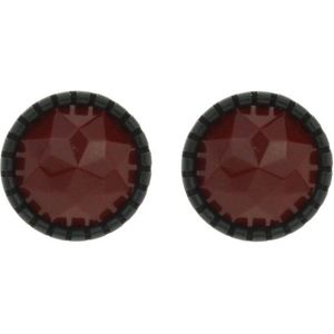 Behave - Oorsteker Damers - Rond 2 cm - Zwart met Donker Rood