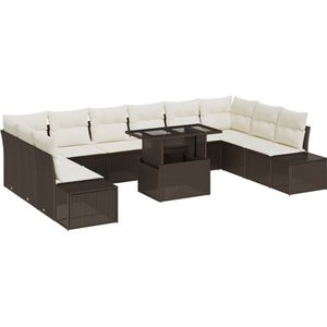 vidaXL - Tuin - Sofa - Set - Set - van - 11 - Beige - en - Donkerbruin