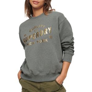 Superdry Luxe Metallic Logo Sweatshirt Dames Trui - Rich Charcoal Marl - Maat L