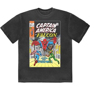 Marvel Captain America - Captain America & Falcon Comic Cover Heren T-shirt - XL - Zwart