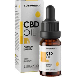 Eusphera CBD Olie 10% - 10ml - Vol Spectrum - THC-vrij - Anti stress en Ondersteunt Slaapkwaliteit