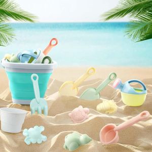 11 stuks zandspeelgoed strandspeelgoed voor kinderen met opvouwbare emmer schep zandvormpje - cadeau voor meisjes vanaf 1 tot 5 jaar
