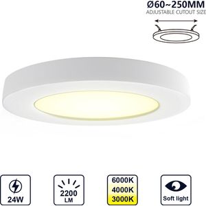 LED Downlight 24W CCT (3000K-6000K) 290mm Rond Verstelbare Inbouwmaat Aigostar