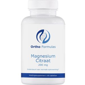 Magnesium Citraat - 200 mg - 100 tabletten - energie - werking spieren - zenuwstelsel - regulatie hormonen - immuunsysteem - gemoedstoestand - vegan