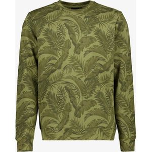 Unsigned heren sweater met botanische print - Groen - Maat XL