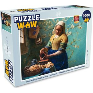 Puzzel Melkmeisje - Amandelbloesem - Van Gogh - Vermeer - Schilderij - Oude meesters - Legpuzzel - Puzzel 1000 stukjes volwassenen