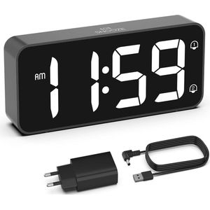 Digitale Wekker met USB Oplaadpoort en Instelbare Helderheid