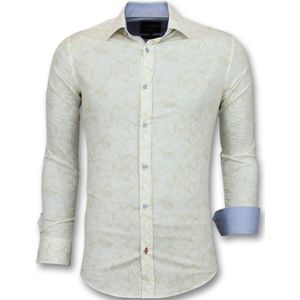 Heren Overhemden Italiaans - Blouse Met Print - 3010- Beige
