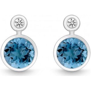 QUINN - Oorbellen (paar) - Dames - Zilver 925 - Diamant - Blauw topaas - Wess. (H)/piqué - 363939582