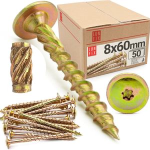 LUN FIX - Plaatschroef 08x060 - voor het bevestigen van constructies - 50 stuks