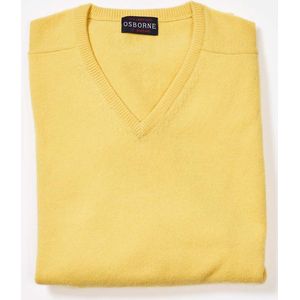 Osborne Knitwear Trui met V hals - Sweater heren in Lamswol - Pullover Heren - Daffodil - L