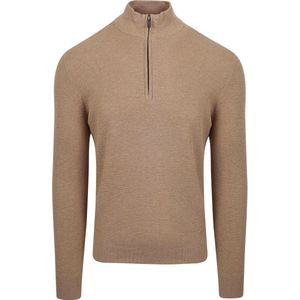 Suitable Half Zip Trui Structuur Beige - Maat XXL - Heren - Schipperstrui met rits - Volwassen mannen