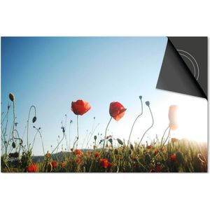 Inductie beschermer 60x60 - afdekplaat inductie mat - Dietrix Kookplaat beschermer - Base - Bloemen en Planten - Klaprozen in veld