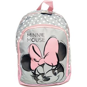 MINNIE MOUSE Stippen Polka Dots Rugzak Rugtas School Tas 5-10 Jaar Grijs Roze