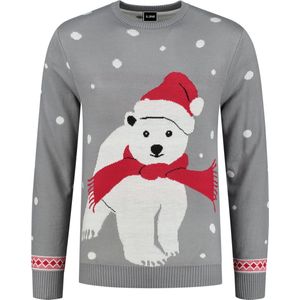 Foute Kersttrui Dames & Heren - Polar Bear Grey - Kerstcadeau Volwassenen - Dames en Heren - Maat XXL