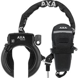 Set bestaande uit AXA Defender – ART 2 sterren keurmerk - Frameslot - Met RLC plug-in ketting 100 cm - Inclusief opbergtas - Zwart