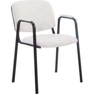 Bezoekersstoel - Eetkamerstoel - Gerolt - Kunstleer Wit - zwart frame - comfortabel - modern design - set van 1 - Zithoogte 47 cm - Deluxe